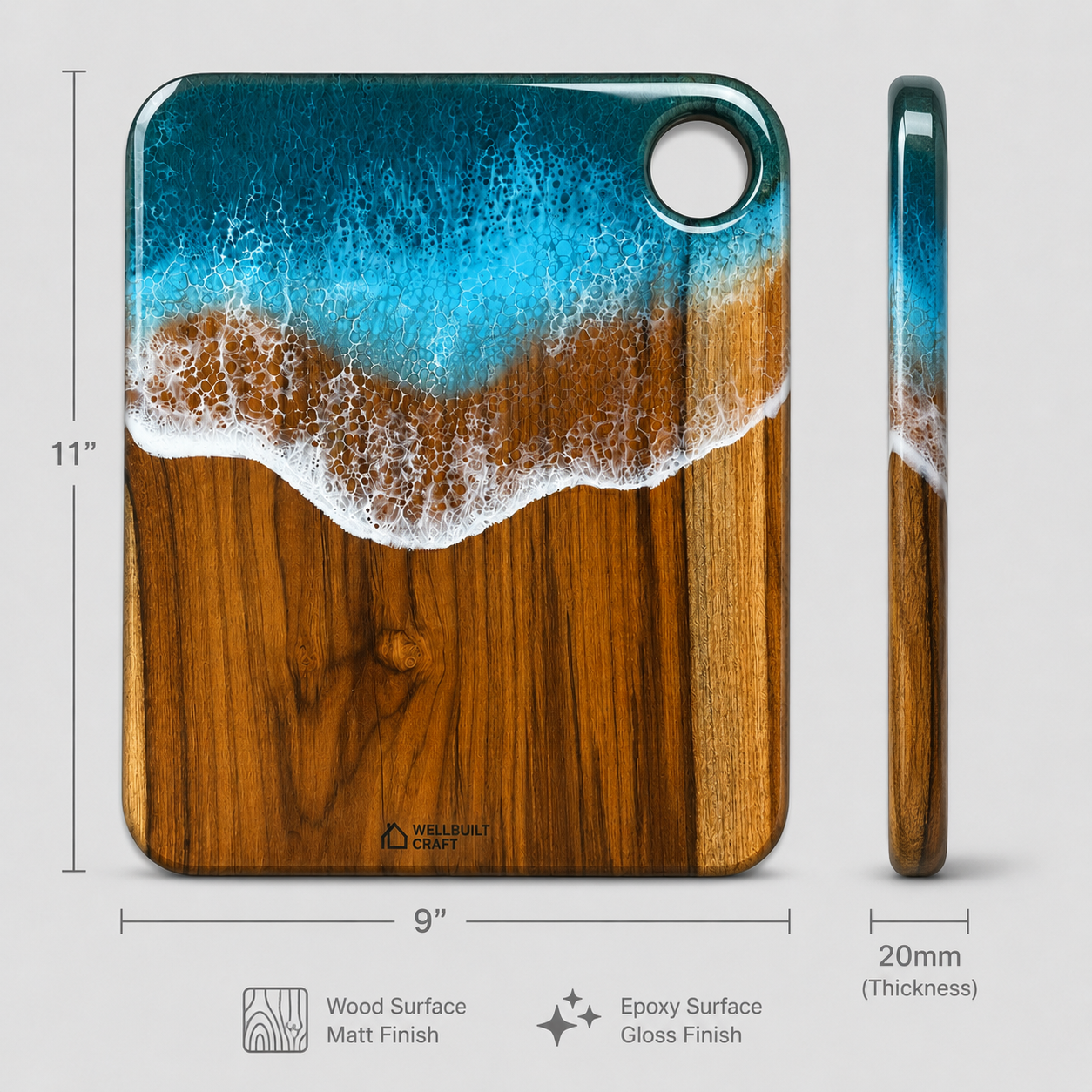 Ocean Wave - Cutting Board / Chopping Board - 11"x9" (Copy) - Image 5