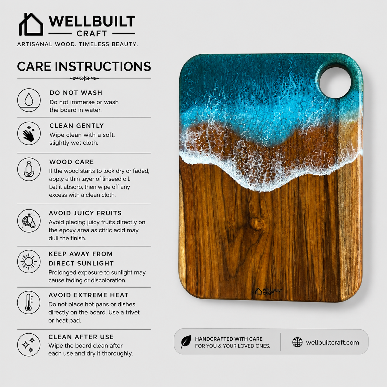 Ocean Wave - Cutting Board / Chopping Board - 11"x9" (Copy) - Image 8