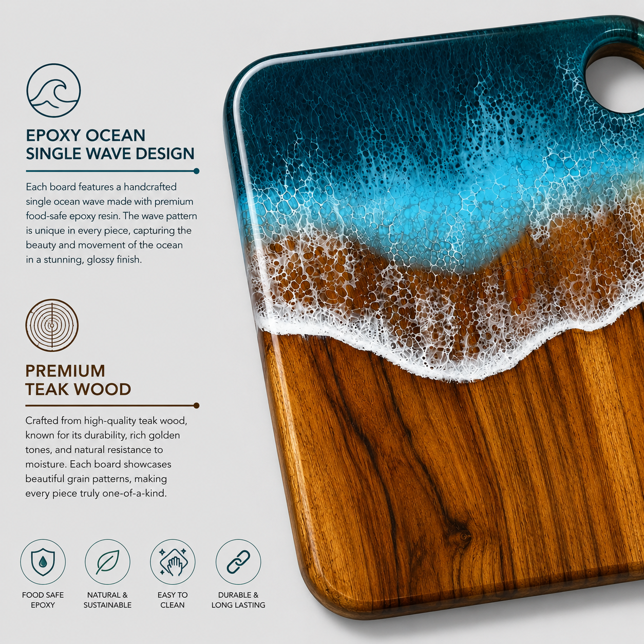 Ocean Wave - Cutting Board / Chopping Board - 11"x9" (Copy) - Image 7