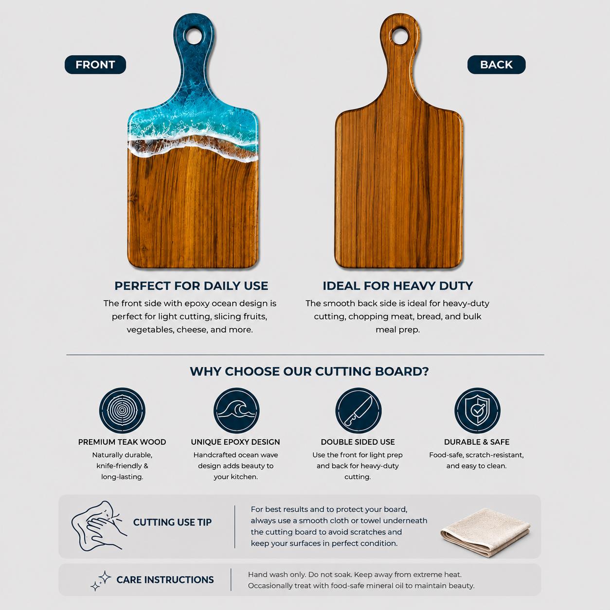 Ocean Wave - Cutting Board / Chopping Board - 16"x8" - Image 10