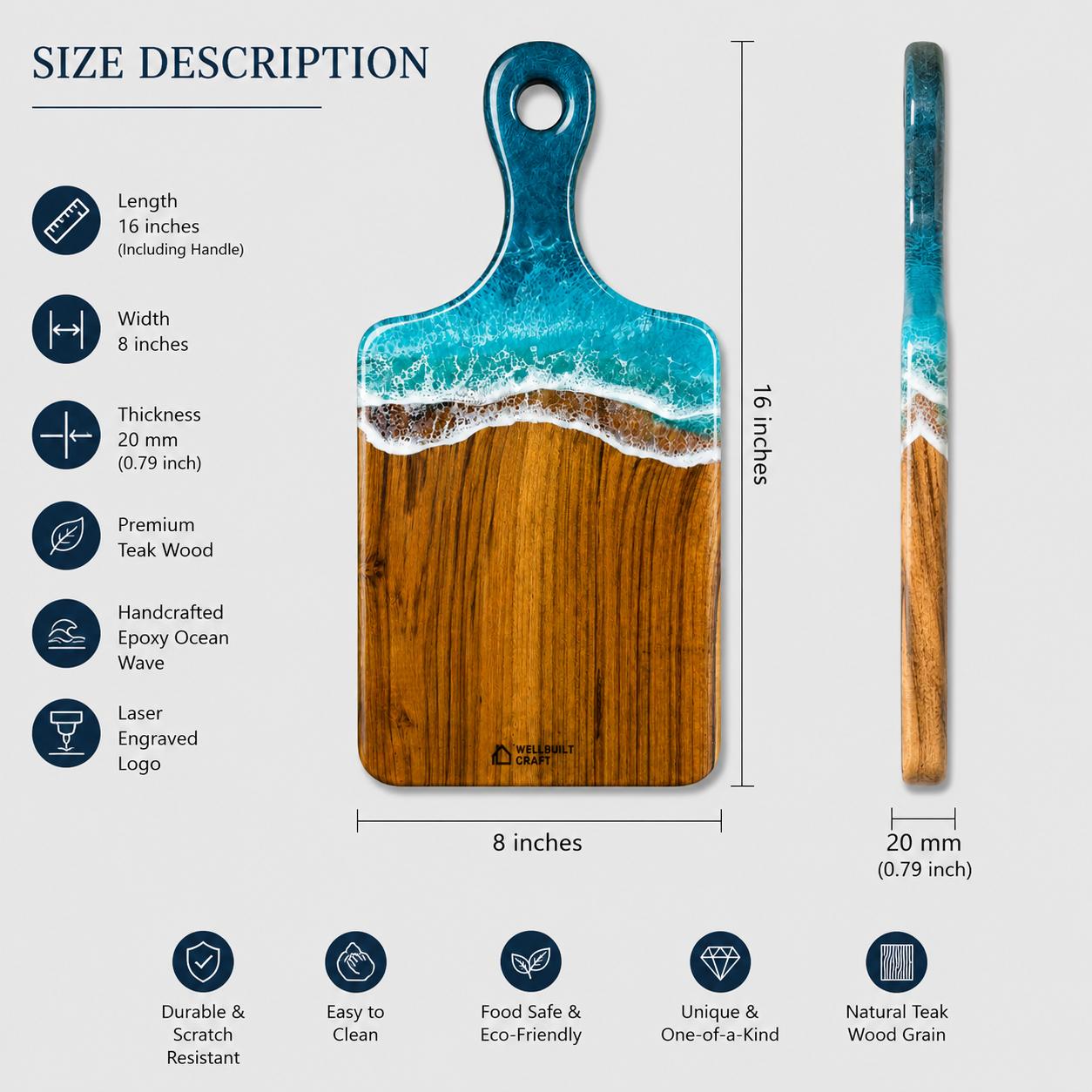 Ocean Wave - Cutting Board / Chopping Board - 16"x8" - Image 9