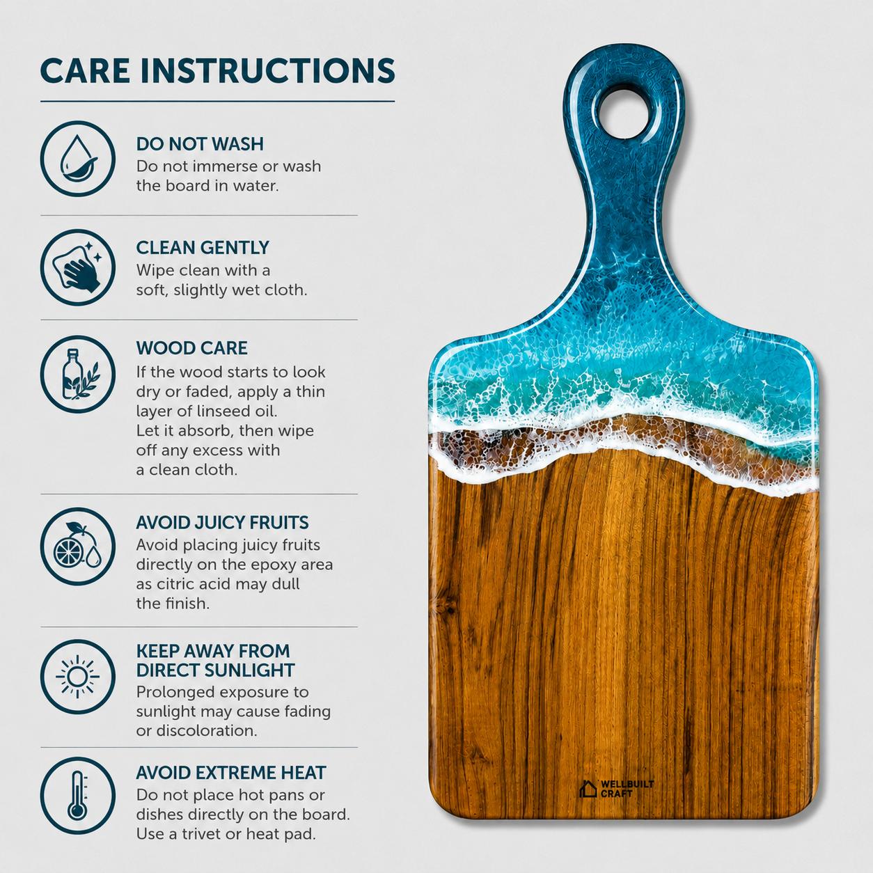 Ocean Wave - Cutting Board / Chopping Board - 16"x8" - Image 7